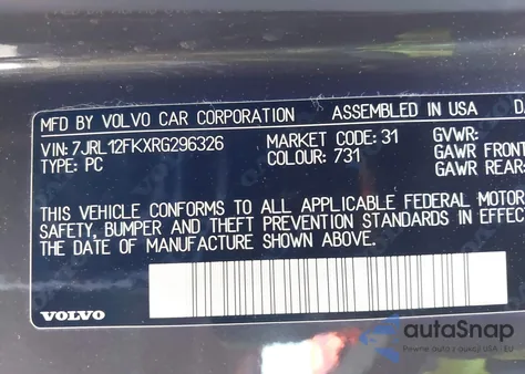 2024 Volvo S60 B5 Core Dark Theme from USA, damaged, VIN 7JRL12FKXRG296326